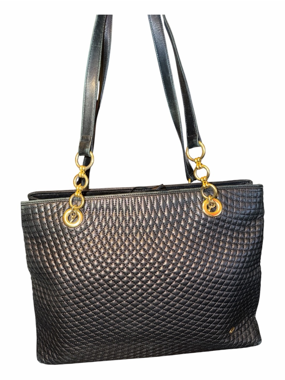 Bally Black Quilted Leather Shoulder Bag with Gold Hardware